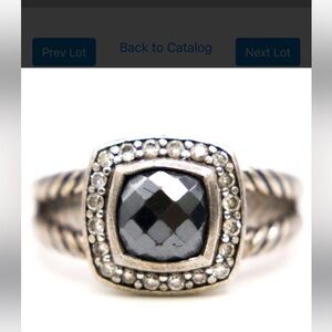 David Yurman Petite Albion Black 7mm Hematite Diamond Sterling Silver